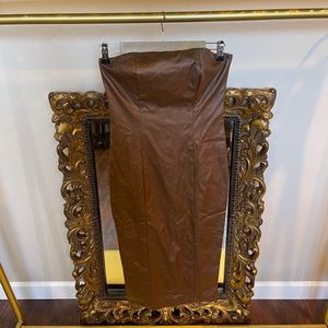 Missyempire Leather Look Bandeau Midi Dress Chocolate Ladies Size 6